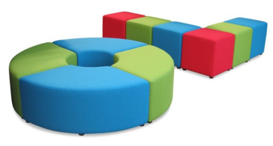 4 x Quarter Ottomans and 6 x Cube Ottomans.